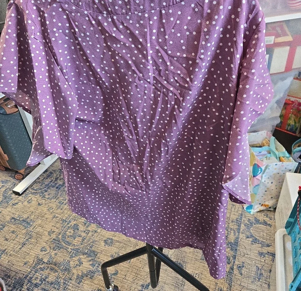 BloomChic Lavender Purple Polka Dot V-Neck Blouse